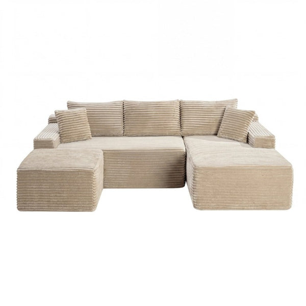 English Elm 94.5 Inch Modular U-Shaped Corduroy Sectional with Deep Cushions for Apartment Living W5515S00052