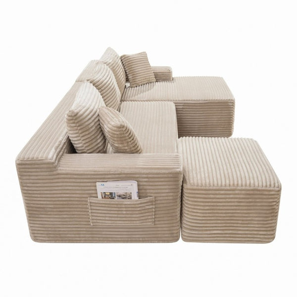 English Elm 94.5 Inch Modular U-Shaped Corduroy Sectional with Deep Cushions for Apartment Living W5515S00052