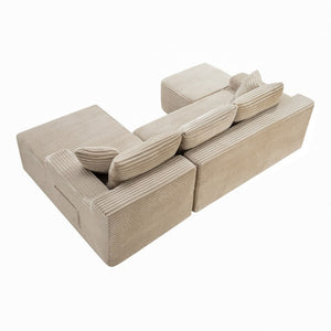 English Elm 94.5 Inch Modular U-Shaped Corduroy Sectional with Deep Cushions for Apartment Living W5515S00052