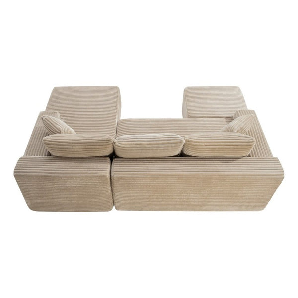 English Elm 94.5 Inch Modular U-Shaped Corduroy Sectional with Deep Cushions for Apartment Living W5515S00052