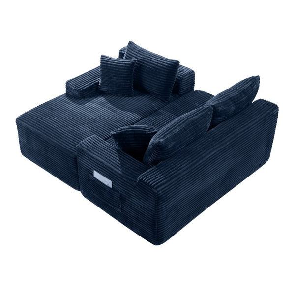 English Elm 94.5 Inch Overstuffed Corduroy U-Shaped Sectional with No Assembly and Built-In Pockets W5515S00053