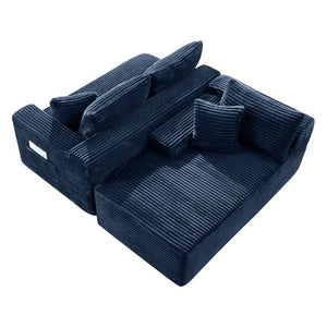English Elm 94.5 Inch Overstuffed Corduroy U-Shaped Sectional with No Assembly and Built-In Pockets W5515S00053