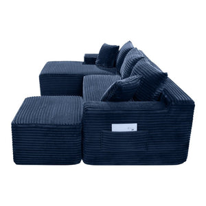 English Elm 94.5 Inch Overstuffed Corduroy U-Shaped Sectional with No Assembly and Built-In Pockets W5515S00053