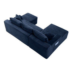 English Elm 94.5 Inch Overstuffed Corduroy U-Shaped Sectional with No Assembly and Built-In Pockets W5515S00053