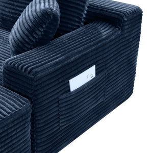 English Elm 94.5 Inch Overstuffed Corduroy U-Shaped Sectional with No Assembly and Built-In Pockets W5515S00053