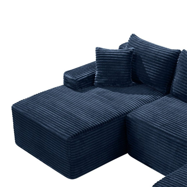 English Elm 94.5 Inch Overstuffed Corduroy U-Shaped Sectional with No Assembly and Built-In Pockets W5515S00053