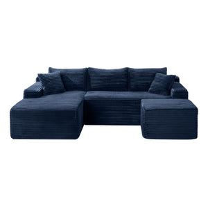 English Elm 94.5 Inch Overstuffed Corduroy U-Shaped Sectional with No Assembly and Built-In Pockets W5515S00053