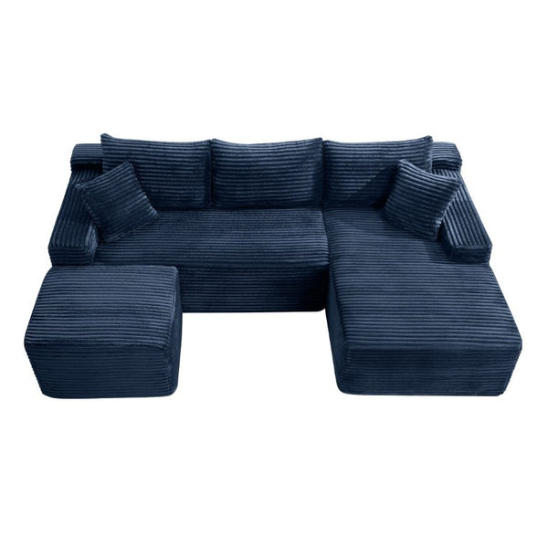 English Elm 94.5 Inch Corduroy Modular U-Shaped Sectional Deep Seat Sofa for Living Room W5515S00054