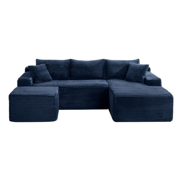 English Elm 94.5 Inch Corduroy Modular U-Shaped Sectional Deep Seat Sofa for Living Room W5515S00054