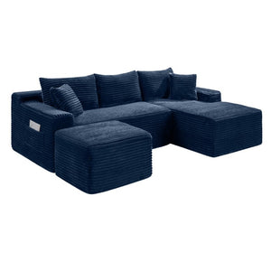 English Elm 94.5 Inch Corduroy Modular U-Shaped Sectional Deep Seat Sofa for Living Room W5515S00054