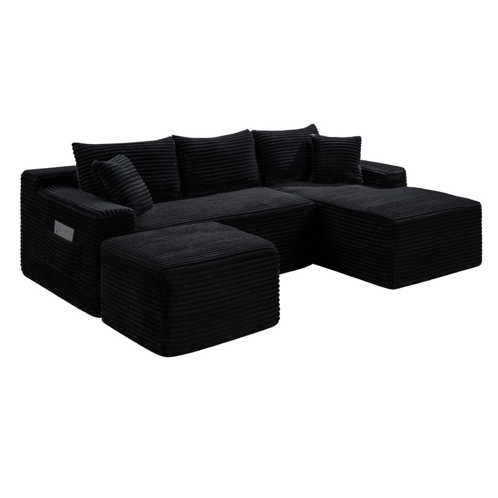 English Elm 106.3 Inch U-Shaped Cloud Sectional Sofa Corduroy Deep Seat Modular Living Room Couch W5515S00055