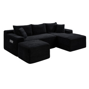 English Elm 106.3 Inch U-Shaped Cloud Sectional Sofa Corduroy Deep Seat Modular Living Room Couch W5515S00055