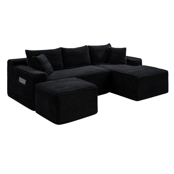 English Elm 106.3 Inch U-Shaped Cloud Sectional Sofa Corduroy Deep Seat Modular Living Room Couch W5515S00055