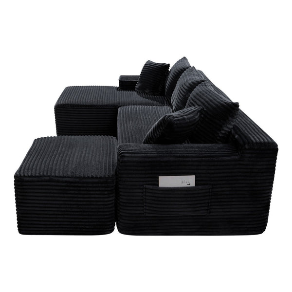 English Elm 106.3 Inch U-Shaped Modular Cloud Sectional Sofa Corduroy Deep Seat Legless Lounge W5515S00056