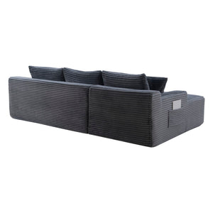 English Elm 106.3 Inch U-Shaped Cloud Sectional Sofa Deep Corduroy Modular Seating for Modern Living W5515S00057
