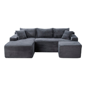 English Elm 106.3 Inch U-Shaped Cloud Sectional Sofa Deep Corduroy Modular Seating for Modern Living W5515S00057