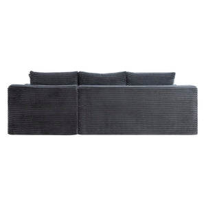 English Elm 106.3 Inch U-Shaped Cloud Sectional Corduroy Modular Sofa with Deep Sink-In Seating W5515S00058