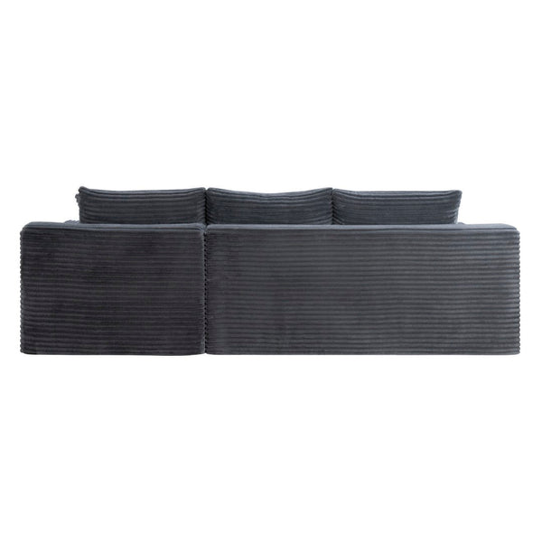 English Elm 106.3 Inch U-Shaped Cloud Sectional Corduroy Modular Sofa with Deep Sink-In Seating W5515S00058