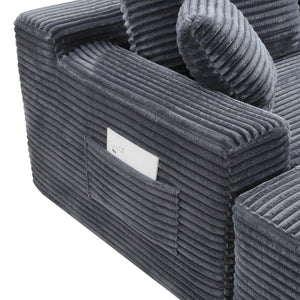 English Elm 106.3 Inch U-Shaped Cloud Sectional Corduroy Modular Sofa with Deep Sink-In Seating W5515S00058