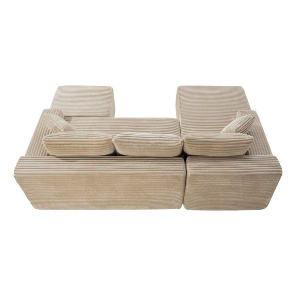 English Elm 106.3 Inch U-Shaped Cloud Sectional Corduroy Sofa Deep Seat Modular Lounge for Living Room W5515S00061