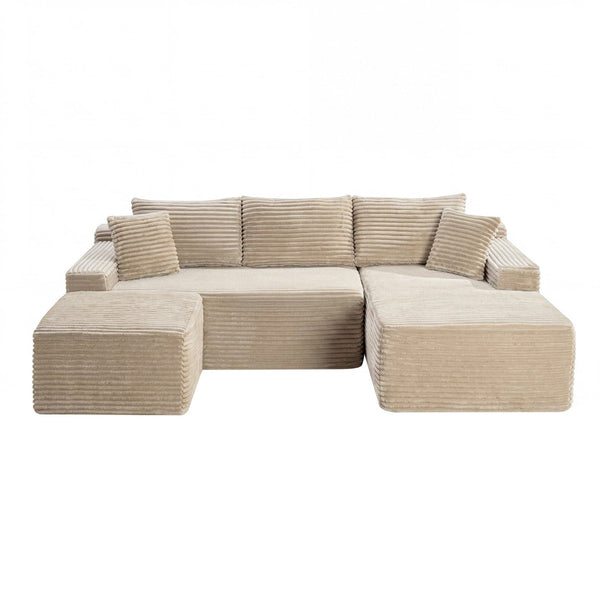 English Elm 106.3 Inch U-Shaped Corduroy Cloud Sectional Deep Seat Modular Sofa for Living Room W5515S00062