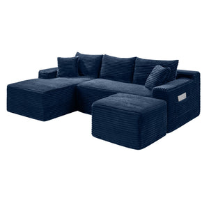 English Elm 106.3 Inch U-Shaped Cloud Sectional Corduroy Modular Sofa for Living Room Loft W5515S00063