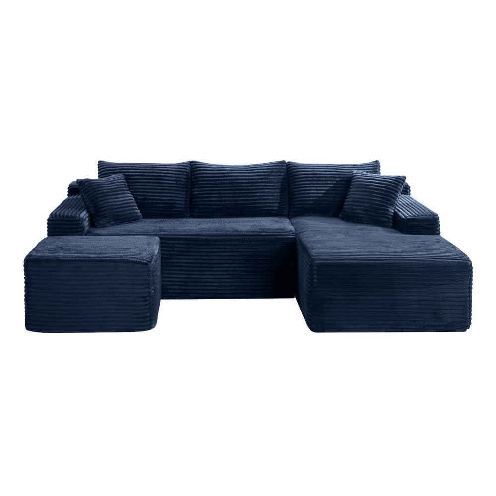English Elm 106.3 Inch U-Shaped Cloud Sectional Sofa Deep Corduroy Modular Couch for Living Room W5515S00064