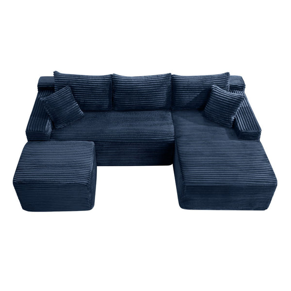 English Elm 106.3 Inch U-Shaped Cloud Sectional Sofa Deep Corduroy Modular Couch for Living Room W5515S00064