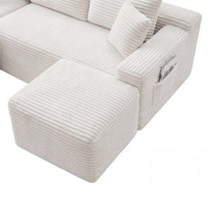 English Elm 106.3 Inch Modular U-Shaped Cloud Sofa Corduroy Plush Deep Seat Legless Lounge Sectional W5515S00065
