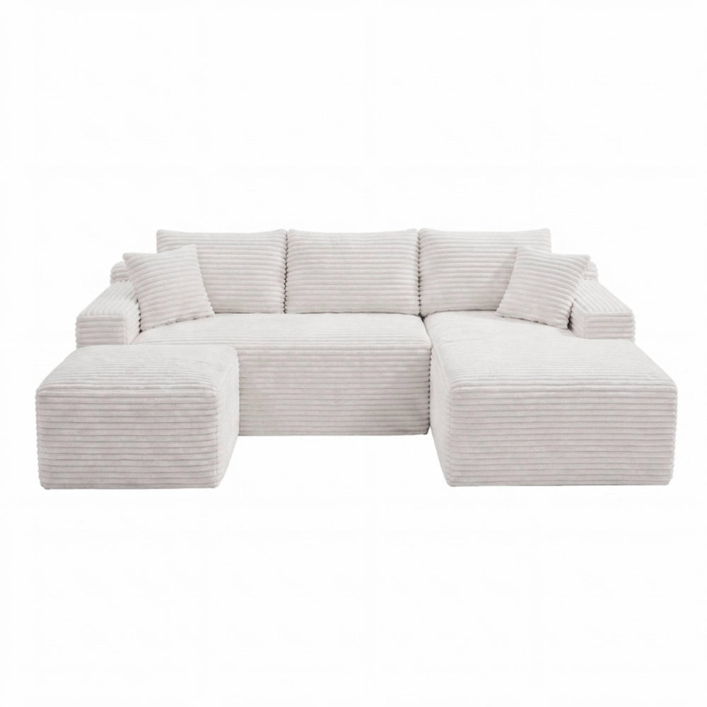 English Elm 106.3 Inch U-Shaped Cloud Sectional Sofa Modular Corduroy Deep Seat Living Room Couch W5515S00066