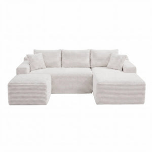 English Elm 106.3 Inch U-Shaped Cloud Sectional Sofa Modular Corduroy Deep Seat Living Room Couch W5515S00066