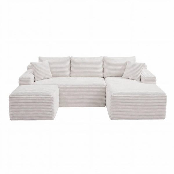 English Elm 106.3 Inch U-Shaped Cloud Sectional Sofa Modular Corduroy Deep Seat Living Room Couch W5515S00066