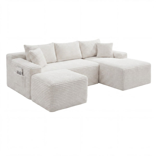 English Elm 106.3 Inch U-Shaped Cloud Sectional Sofa Modular Corduroy Deep Seat Living Room Couch W5515S00066