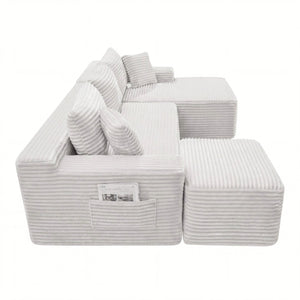 English Elm 106.3 Inch U-Shaped Cloud Sectional Sofa Modular Corduroy Deep Seat Living Room Couch W5515S00066