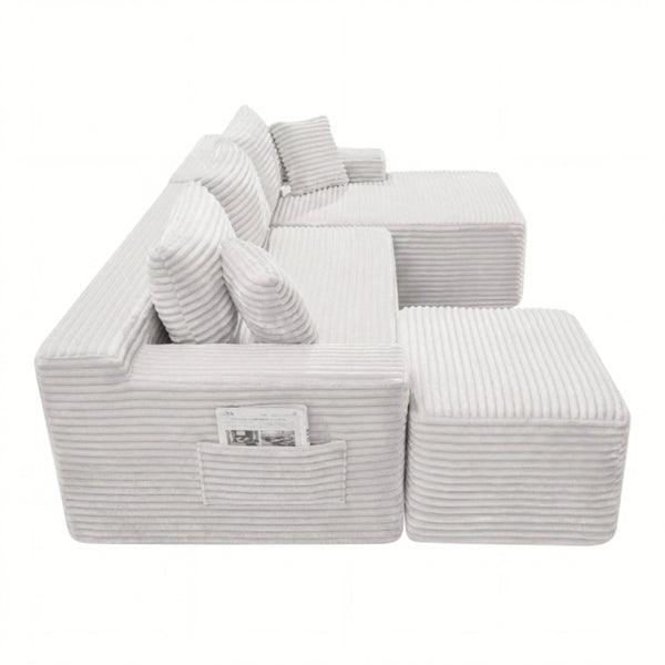 English Elm 106.3 Inch U-Shaped Cloud Sectional Sofa Modular Corduroy Deep Seat Living Room Couch W5515S00066