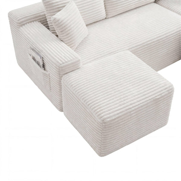 English Elm 106.3 Inch U-Shaped Cloud Sectional Sofa Modular Corduroy Deep Seat Living Room Couch W5515S00066