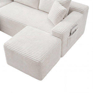 English Elm 94.5 Inch Corduroy U-Shaped Sectional Sofa Deep Seat Modular Couch for Living Room W5515S00067