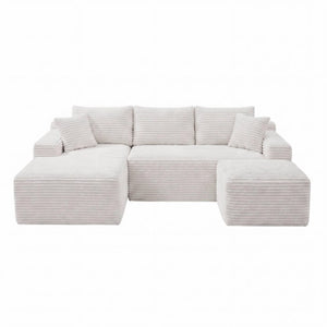 English Elm 94.5 Inch Corduroy U-Shaped Sectional Sofa Deep Seat Modular Couch for Living Room W5515S00067