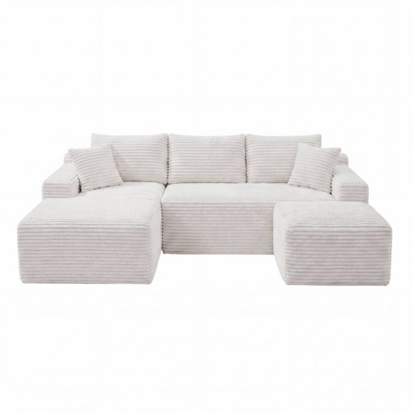 English Elm 94.5 Inch Corduroy U-Shaped Sectional Sofa Deep Seat Modular Couch for Living Room W5515S00067