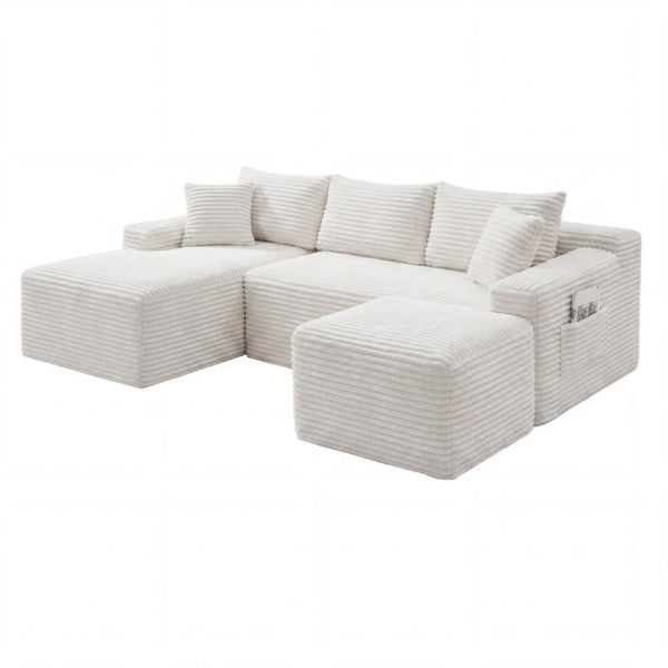 English Elm 94.5 Inch Corduroy U-Shaped Sectional Sofa Deep Seat Modular Couch for Living Room W5515S00067