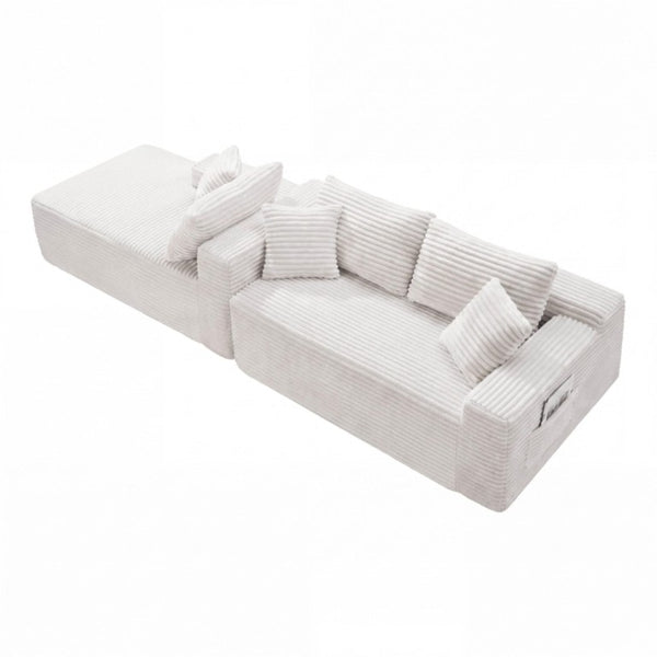 English Elm 94.5 Inch Corduroy U-Shaped Sectional Sofa Deep Seat Modular Couch for Living Room W5515S00067