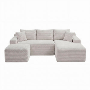 English Elm 94.5 Inch Corduroy Modular U-Shaped Sectional with Deep Cushions for Apartments W5515S00069