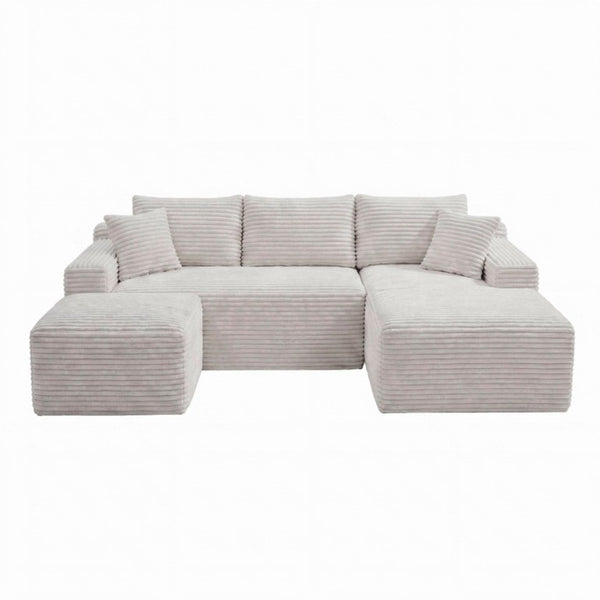 English Elm 94.5 Inch Corduroy Modular U-Shaped Sectional with Deep Cushions for Apartments W5515S00069
