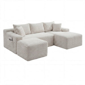 English Elm 94.5 Inch Corduroy Modular U-Shaped Sectional with Deep Cushions for Apartments W5515S00069