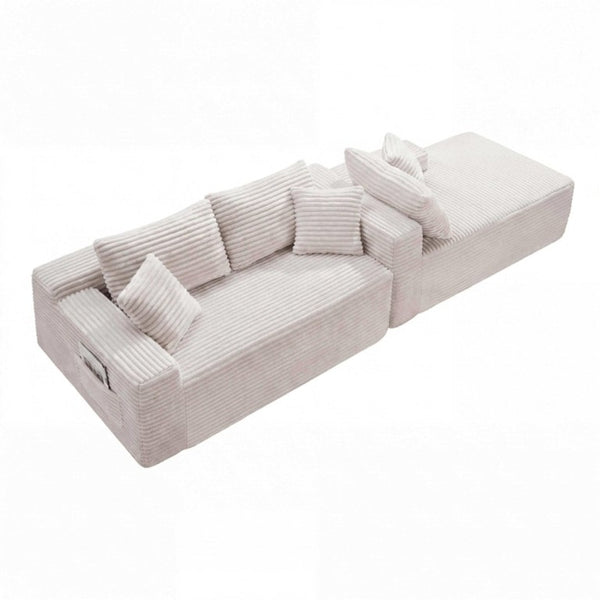 English Elm 94.5 Inch Corduroy Modular U-Shaped Sectional with Deep Cushions for Apartments W5515S00069