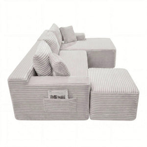 English Elm 94.5 Inch Corduroy Modular U-Shaped Sectional with Deep Cushions for Apartments W5515S00069