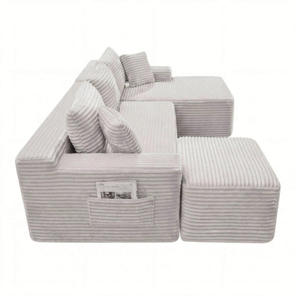 English Elm 94.5 Inch Corduroy Modular U-Shaped Sectional with Deep Cushions for Apartments W5515S00069