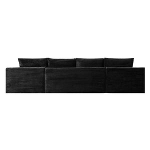 English Elm 132.1" Oversized U-shaped Modular Cloud Sofa Ribbed Corduroy Floor-flush Living Room Couch Black W5515S00070