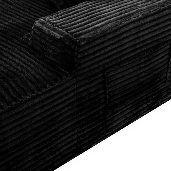 English Elm 132.1" Oversized U-shaped Modular Cloud Sofa Ribbed Corduroy Floor-flush Living Room Couch Black W5515S00070