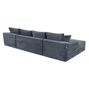 English Elm 132.1" Oversized U-shaped Modular Cloud Sofa Ribbed Corduroy Floor-flush Living Room Couch Gray W5515S00072